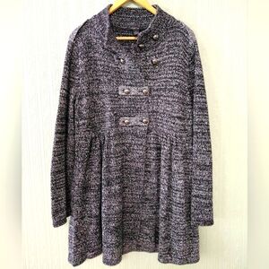 Style & Co. Women's Black and Gray Knit Coat